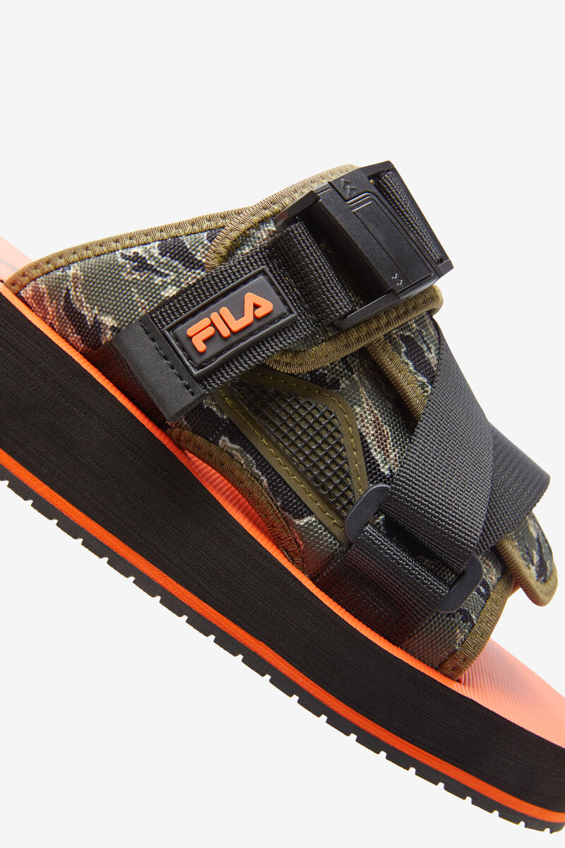 Men's Fila Sol-slide V2 Camo Slides Black / Olive | 7pf4hEViMPG
