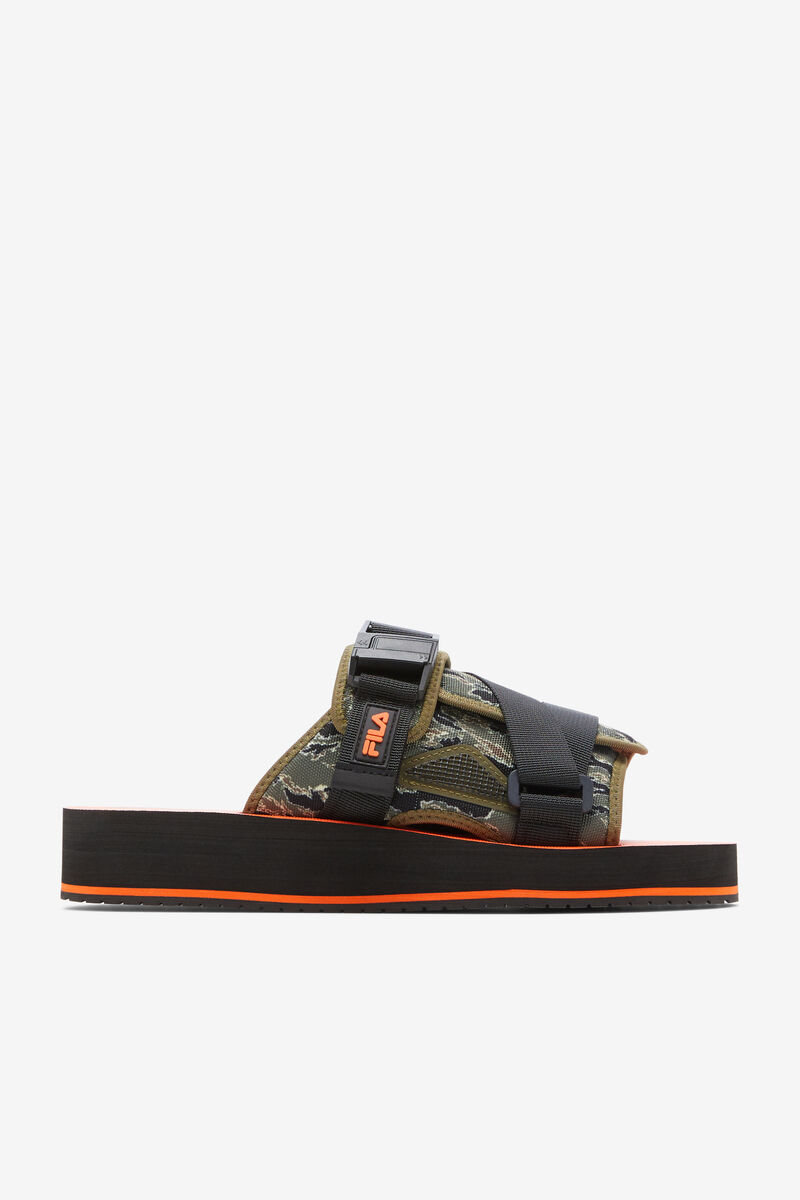 Men\'s Fila Sol-slide V2 Camo Slides Black / Olive | 7pf4hEViMPG
