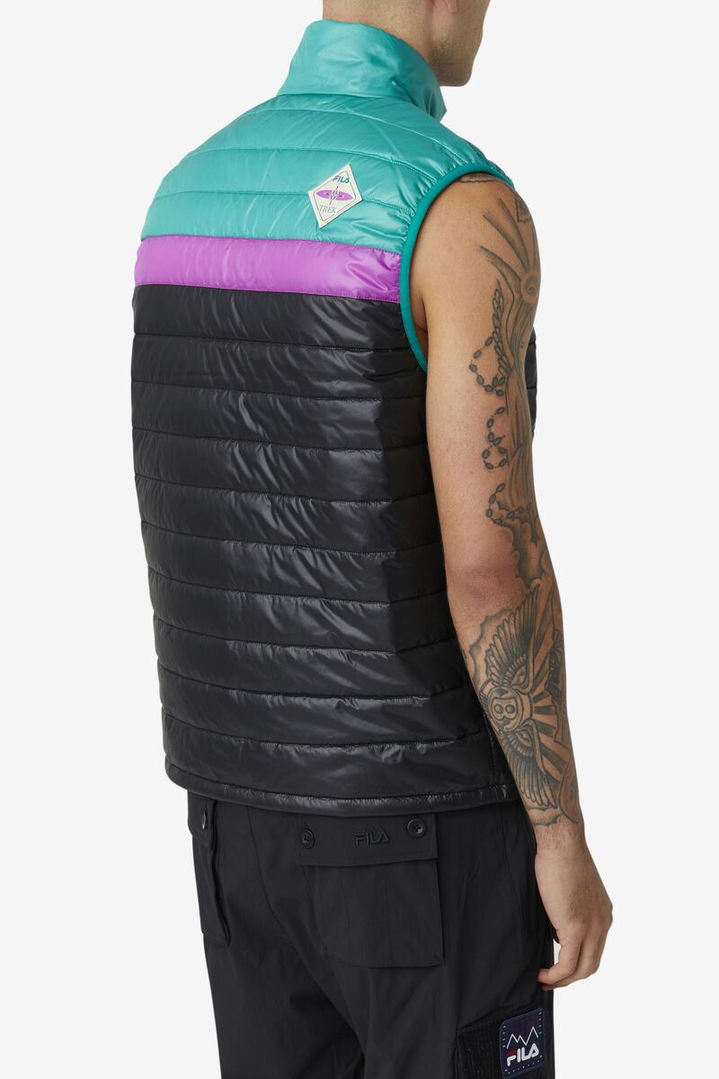 Men's Fila Tri Vest Jackets Black / Green / Purple | 7A5jgDkyYGo