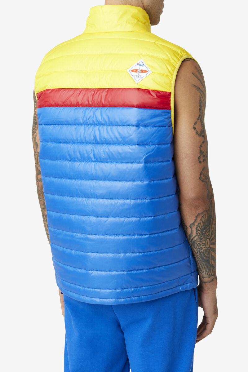 Men's Fila Tri Vest Jackets Blue / Lemon / Red | PuNtJ6vANGs