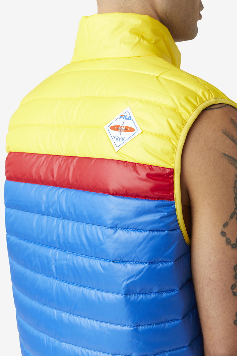 Men's Fila Tri Vest Jackets Blue / Lemon / Red | PuNtJ6vANGs