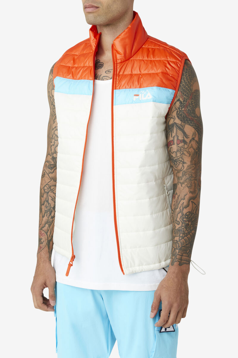 Men's Fila Tri Vest Jackets Orange / Blue | d9ASpU66why