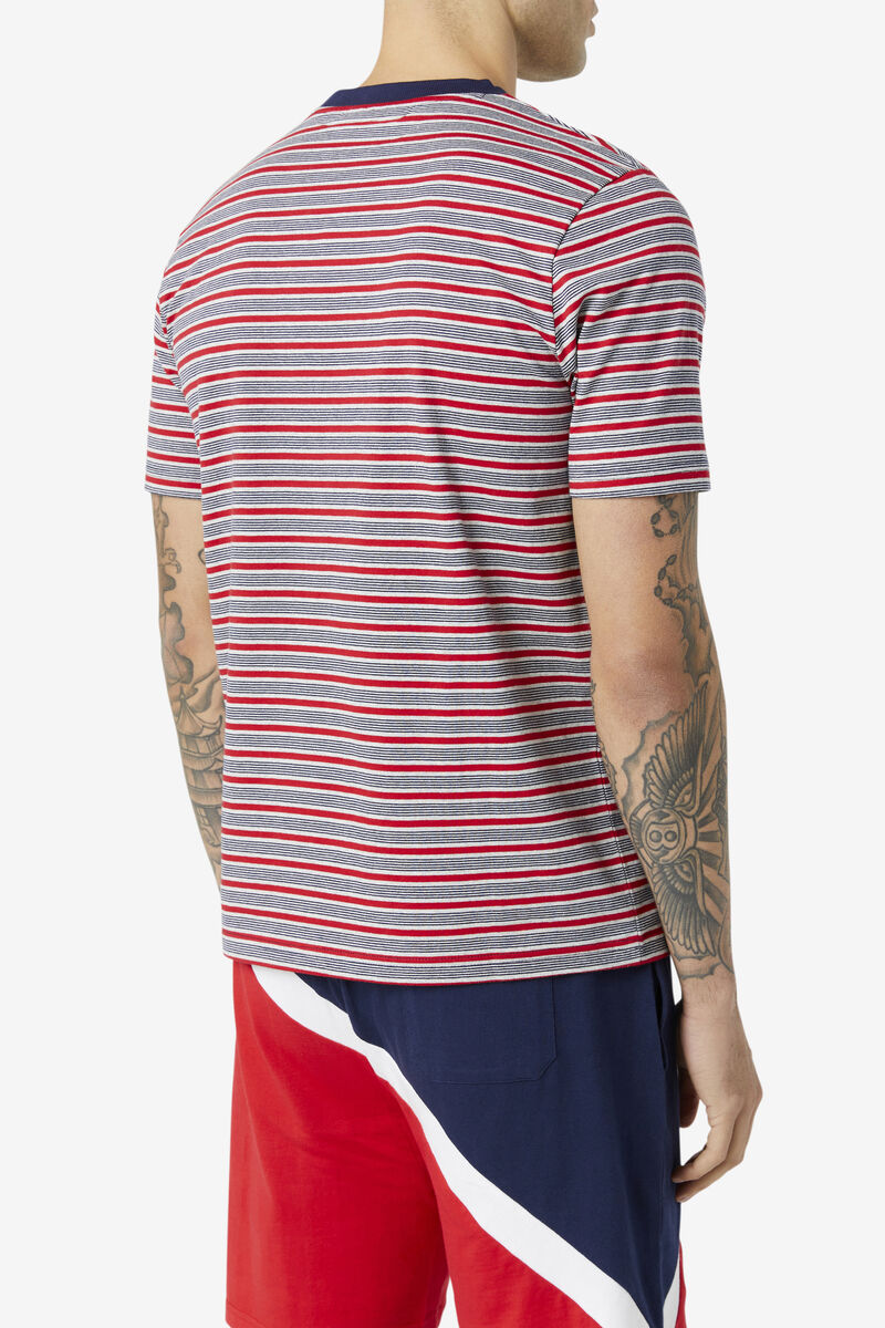 Men's Fila Tux Striped T Shirts Navy | V9sEacoMOmY