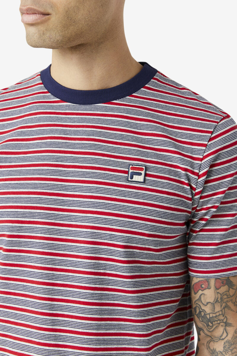 Men's Fila Tux Striped T Shirts Navy | V9sEacoMOmY