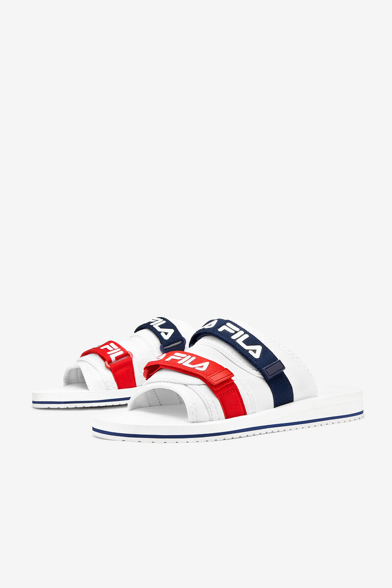 Men's Fila Utility Silde Sandals White / Navy / Red | WrSqfe9F1hn