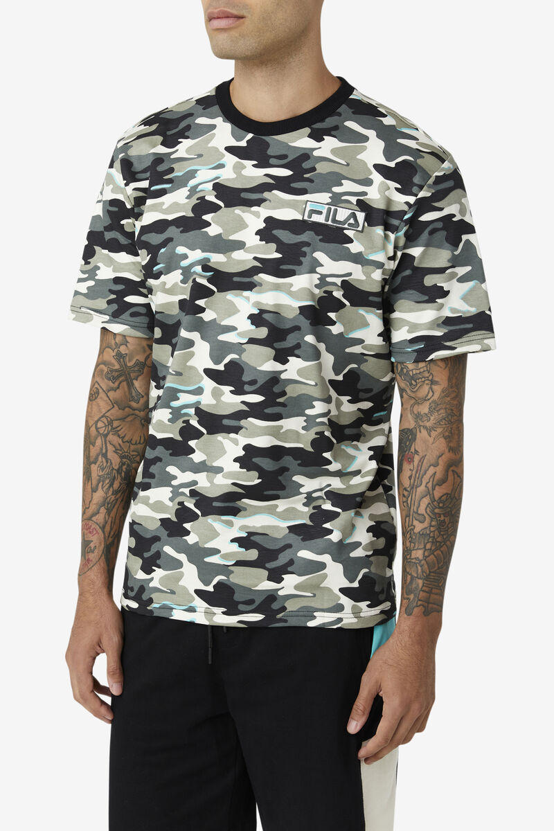 Men's Fila Valentine Camo T Shirts Black | FZWwiDUHhwb