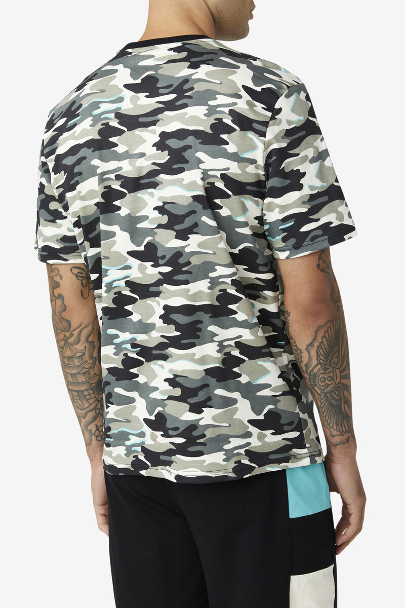 Men's Fila Valentine Camo T Shirts Black | FZWwiDUHhwb