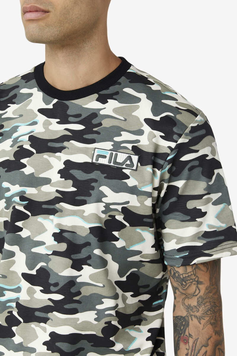 Men's Fila Valentine Camo T Shirts Black | FZWwiDUHhwb