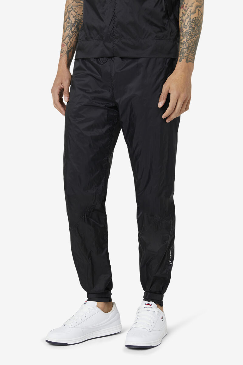 Men's Fila Vega Wind Pant Tracksuits Black / White / Black | sqknAkjQ6lI