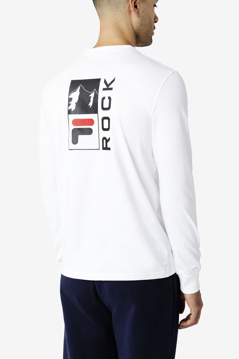 Men's Fila Vesuvius Long Sleeve Shirt White / Black / Red | rwGAJ5T3VYR