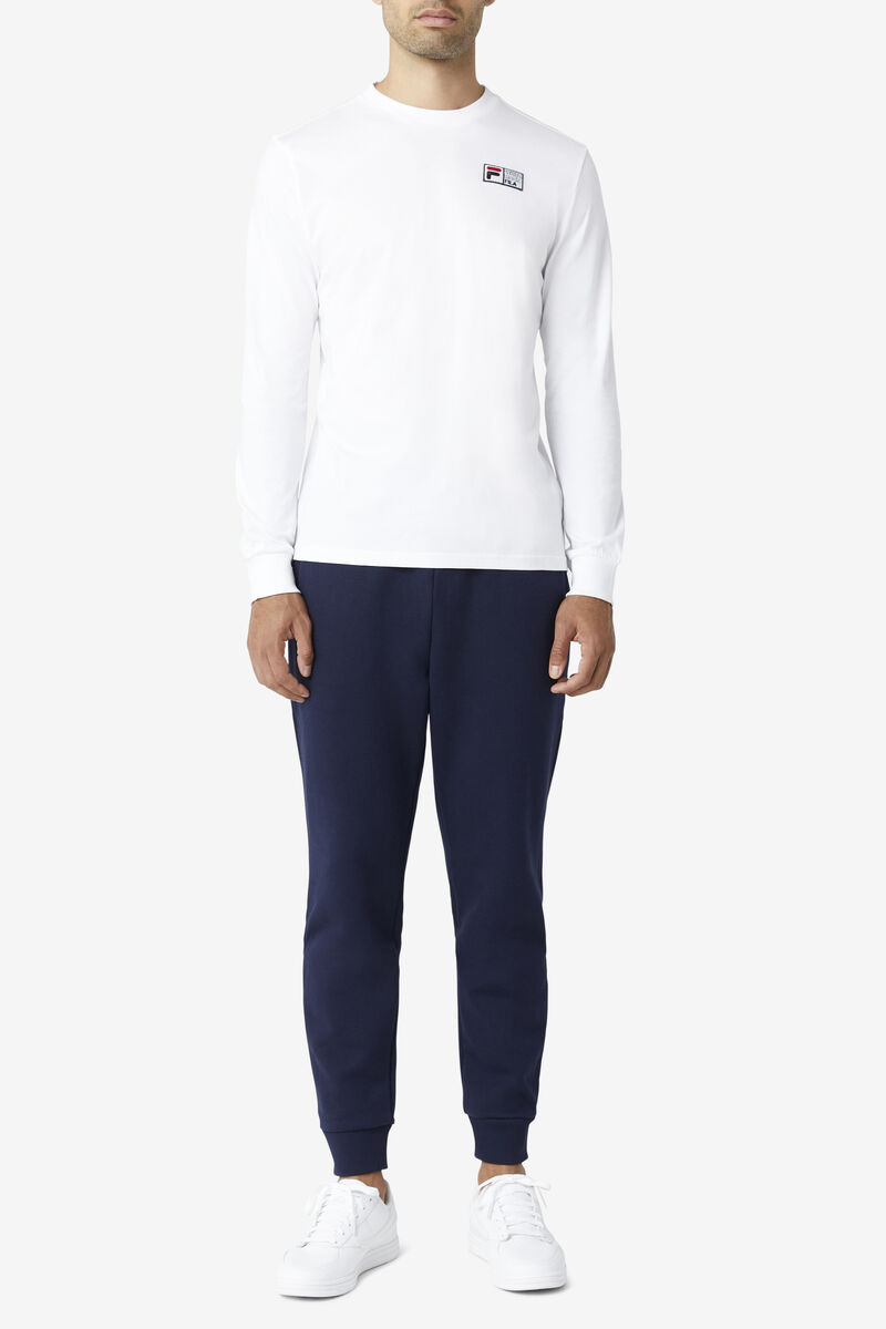 Men's Fila Vesuvius Long Sleeve Shirt White / Black / Red | rwGAJ5T3VYR