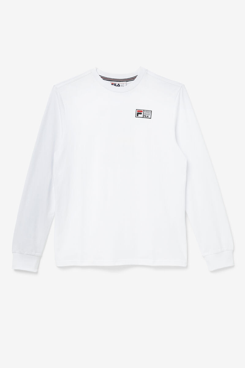 Men\'s Fila Vesuvius Long Sleeve Shirt White / Black / Red | rwGAJ5T3VYR