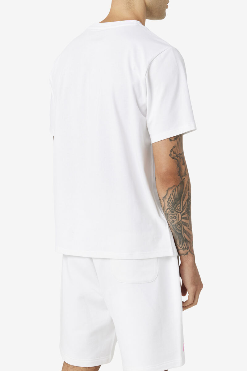 Men's Fila Vinny T Shirts White / Pink | VBpMt9PNZiy