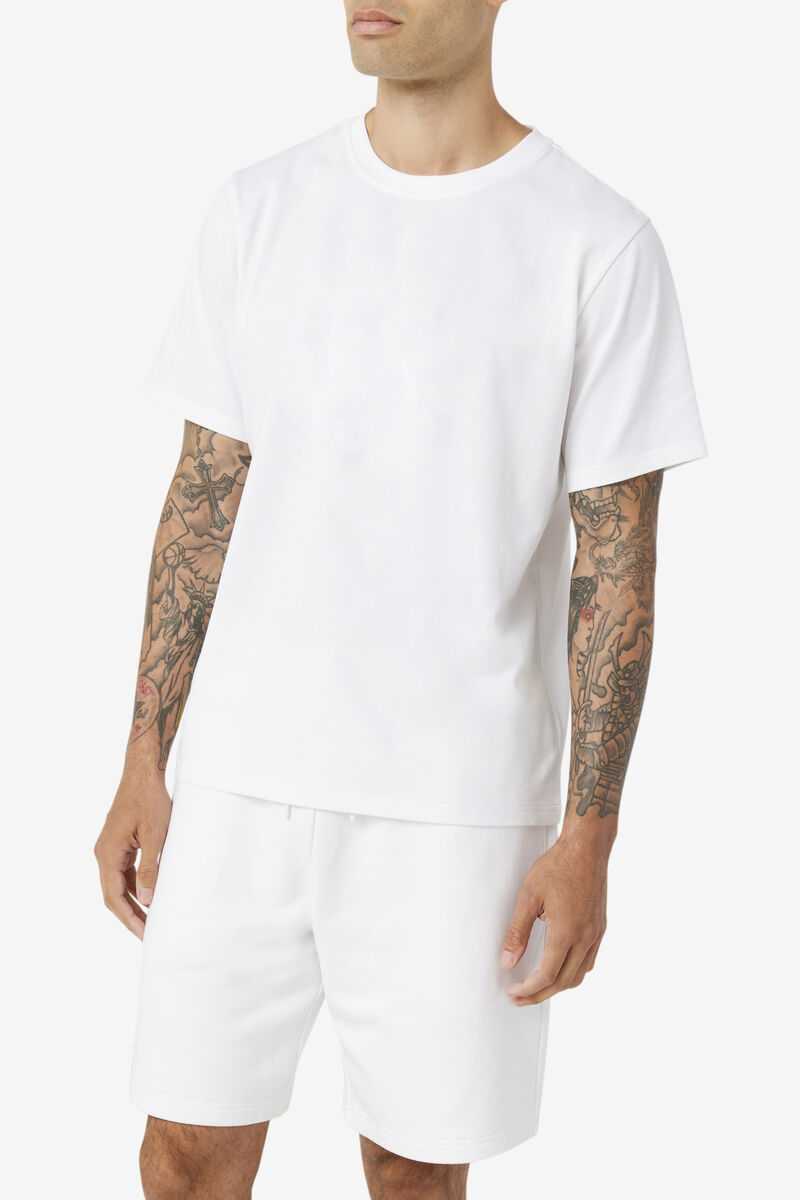 Men's Fila Vinny T Shirts White / Yellow | JWhDedEOF7E