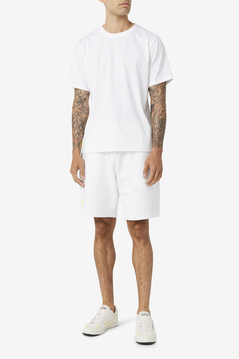 Men's Fila Vinny T Shirts White / Yellow | JWhDedEOF7E