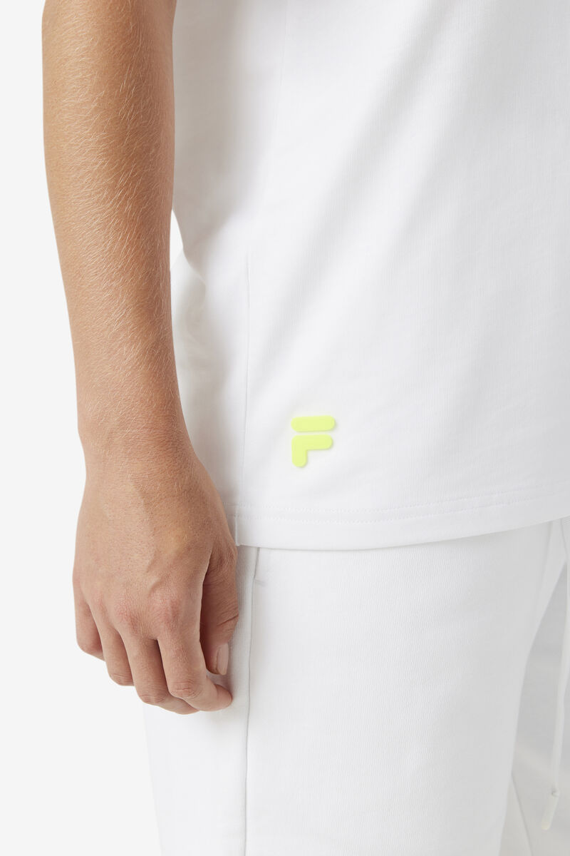Men's Fila Vinny T Shirts White / Yellow | JWhDedEOF7E