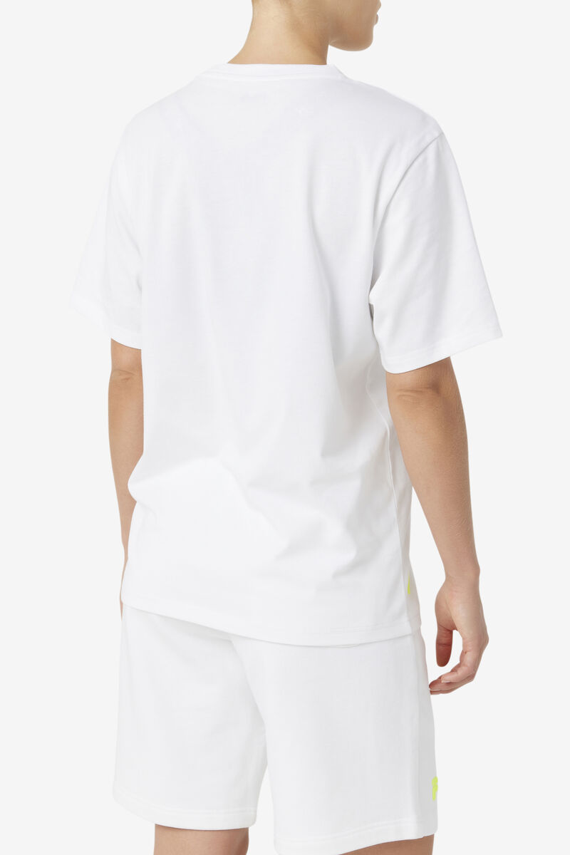 Men's Fila Vinny T Shirts White / Yellow | JWhDedEOF7E