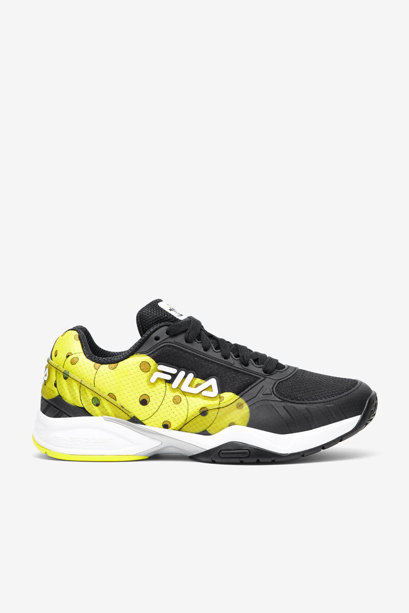 Men\'s Fila Volley Zone Sport Shoes Black / White / Yellow | wDB7PNrQjQF