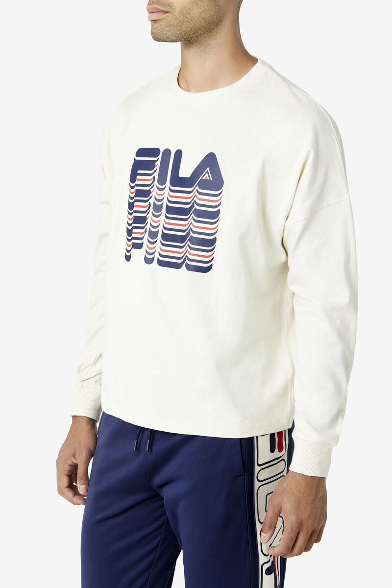 Men's Fila Wendell Long Sleeve Shirt Navy / Red | JhanOic63Sv