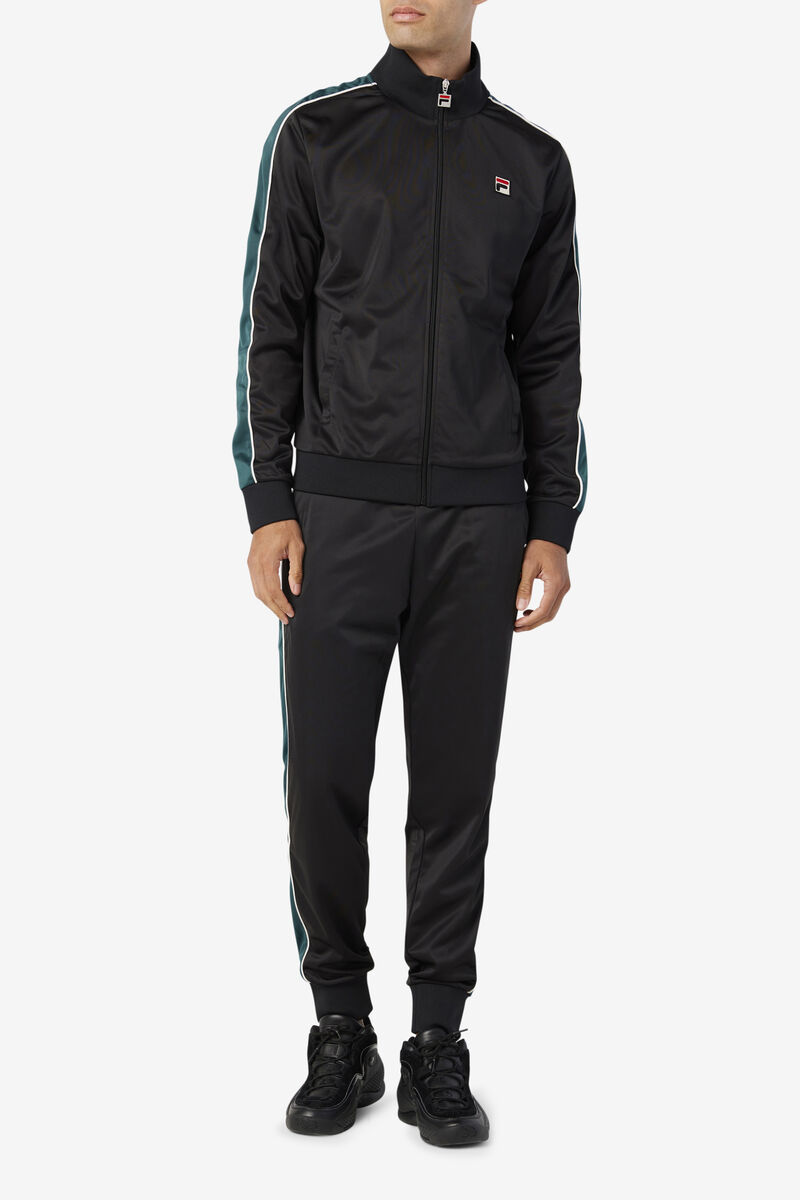 Men's Fila Wicks Track Jacket Jackets Black / White | HRDDSc8cTkp