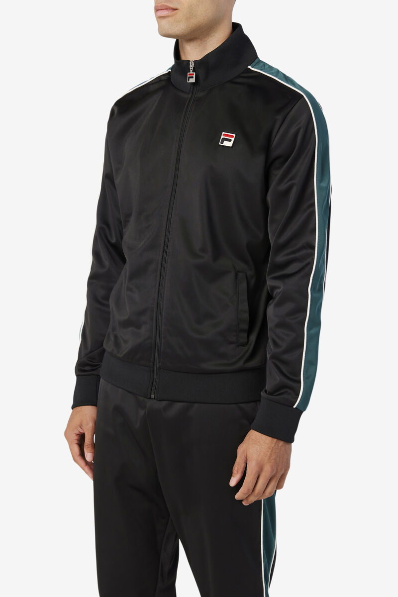 Men's Fila Wicks Track Jacket Tracksuits Black / White | HvJkmhihJVR