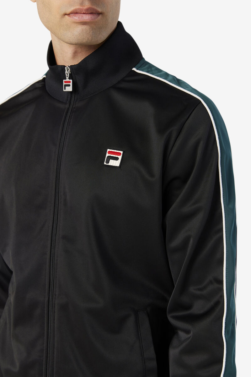 Men's Fila Wicks Track Jacket Tracksuits Black / White | HvJkmhihJVR
