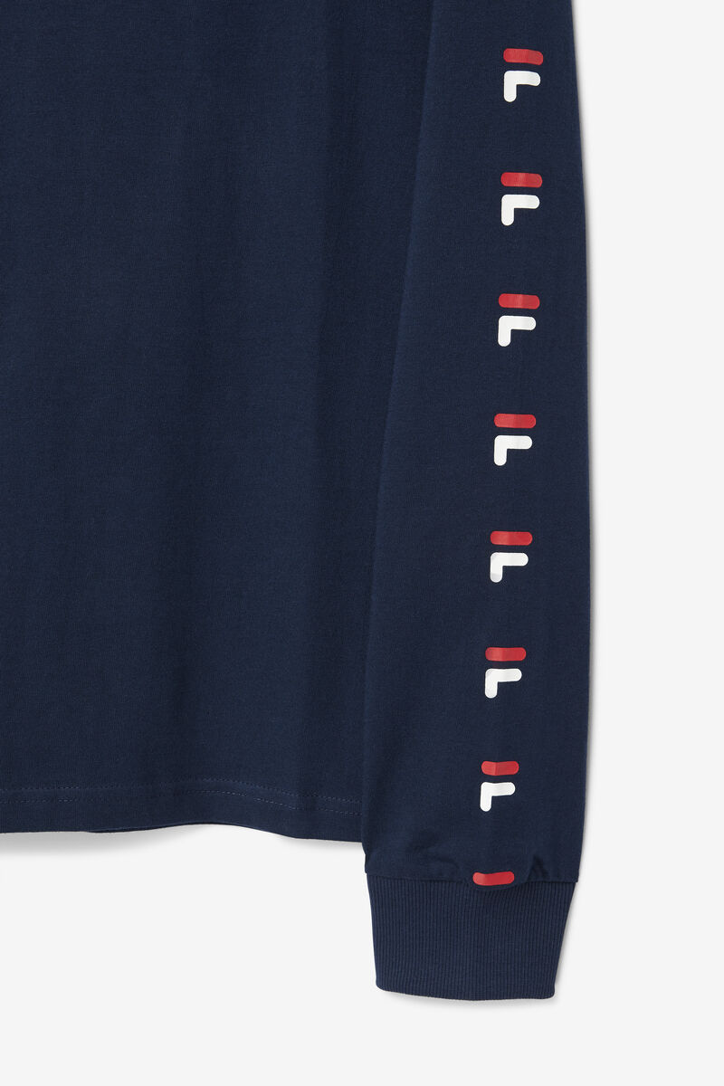 Men's Fila Zubby Long Sleeve Shirt Navy / Red / White | YgkGDCP81An