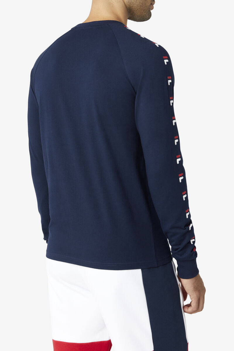 Men's Fila Zubby Long Sleeve Shirt Navy / Red / White | YgkGDCP81An