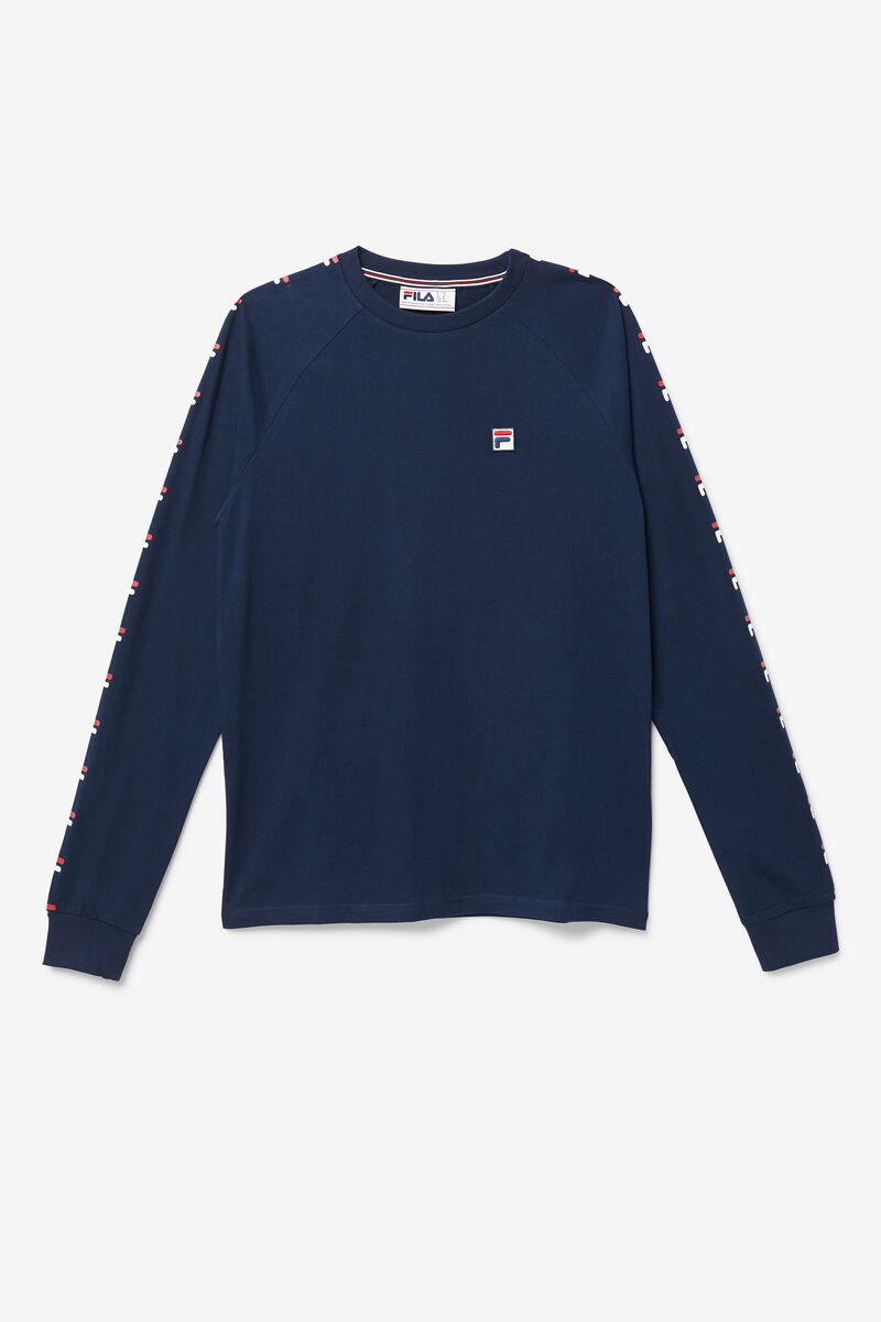 Men\'s Fila Zubby Long Sleeve Shirt Navy / Red / White | YgkGDCP81An