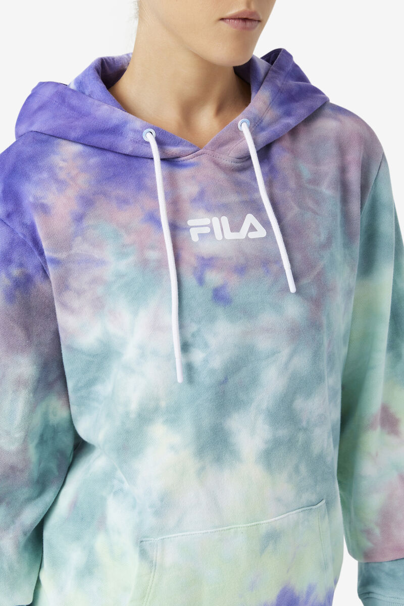 Women's Fila Aerolynn Tie Dye Hoodie Hoodies Blue | 9iSz9rSIvMY