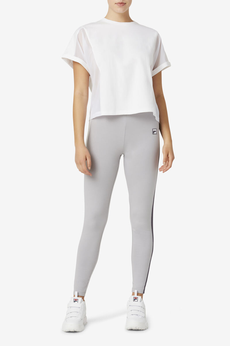 Women's Fila Amytis Mesh Panel T Shirts White | kTOKDkaWt5K