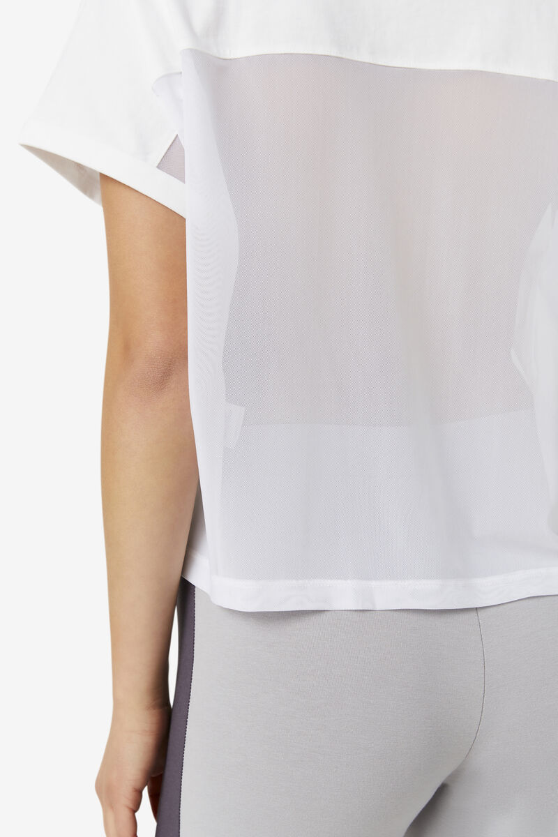 Women's Fila Amytis Mesh Panel T Shirts White | kTOKDkaWt5K