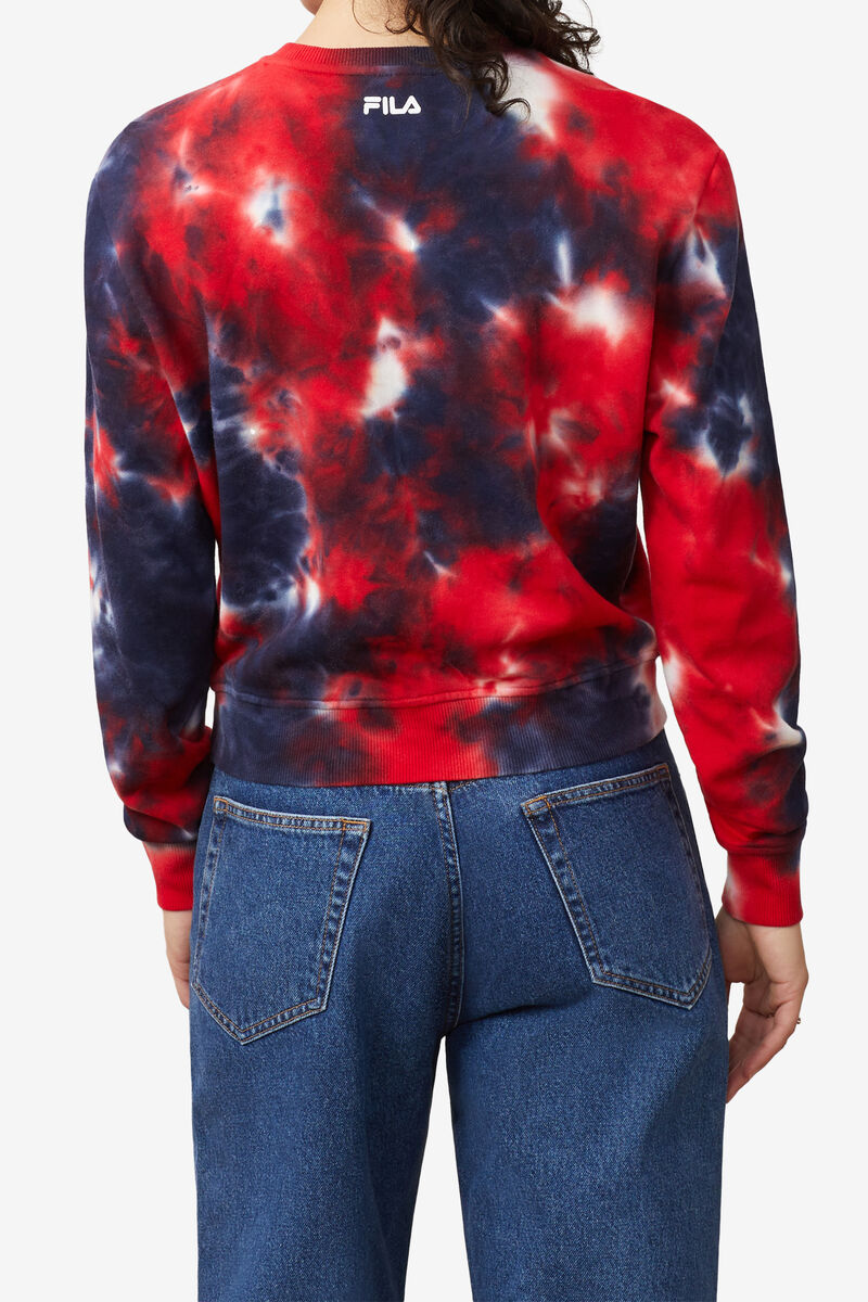 Women's Fila Ashley Tie Dye Sweatshirt Sweatshirts Navy / Red | GH5vUtJJuqi