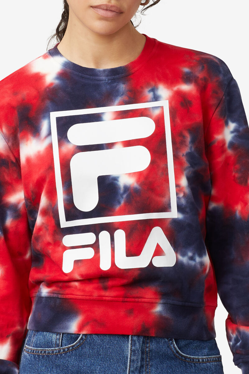 Women's Fila Ashley Tie Dye Sweatshirt Sweatshirts Navy / Red | GH5vUtJJuqi