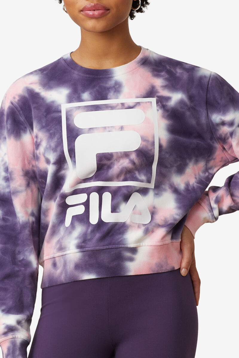 Women's Fila Ashley Tie Dye Sweatshirt Sweatshirts Purple / Pink | kwqUzoUGU9B