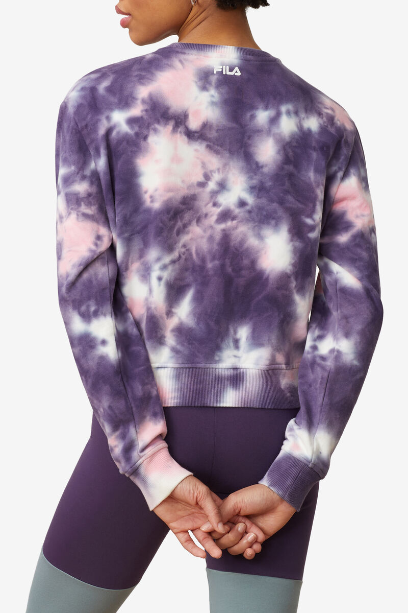 Women's Fila Ashley Tie Dye Sweatshirt Sweatshirts Purple / Pink | kwqUzoUGU9B
