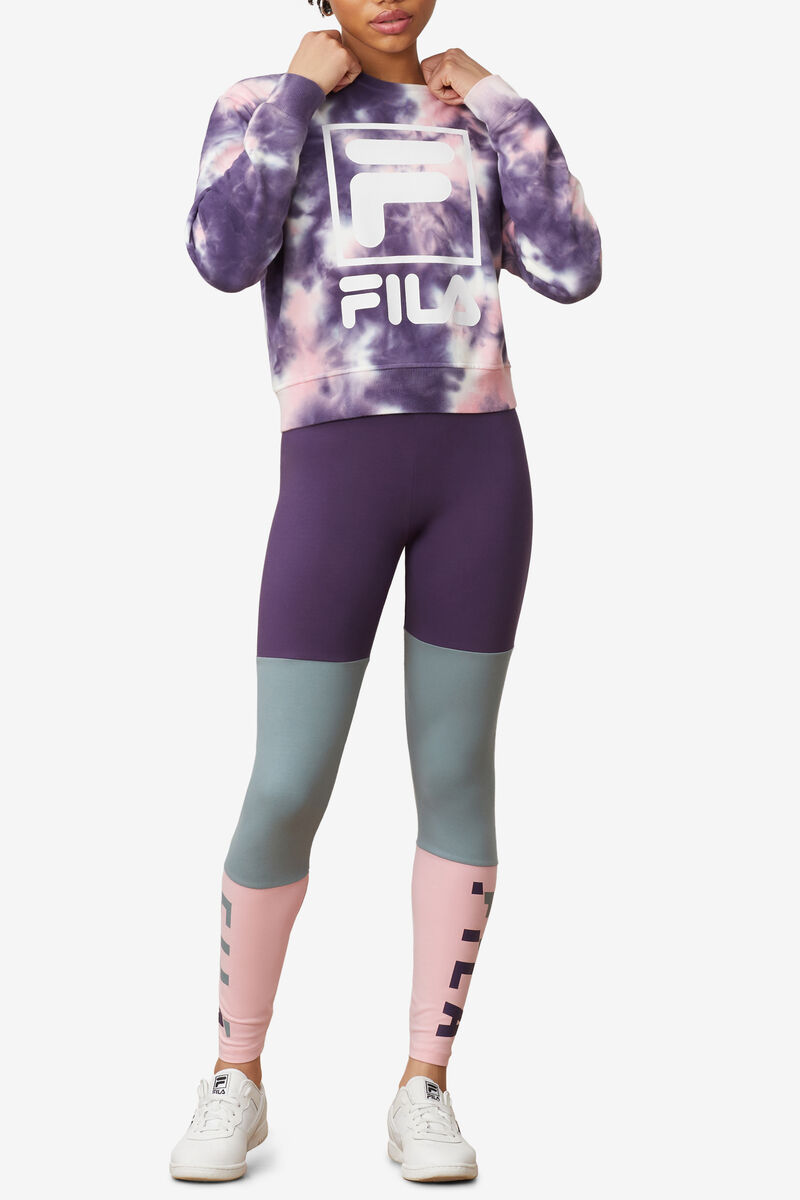 Women's Fila Ashley Tie Dye Sweatshirt Sweatshirts Purple / Pink | kwqUzoUGU9B