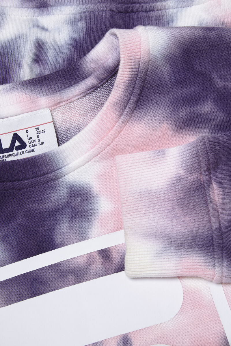 Women's Fila Ashley Tie Dye Sweatshirt Sweatshirts Purple / Pink | kwqUzoUGU9B