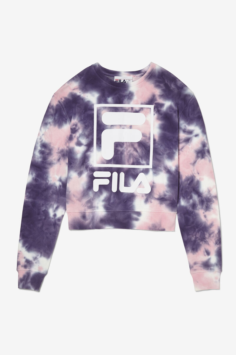Women\'s Fila Ashley Tie Dye Sweatshirt Sweatshirts Purple / Pink | kwqUzoUGU9B