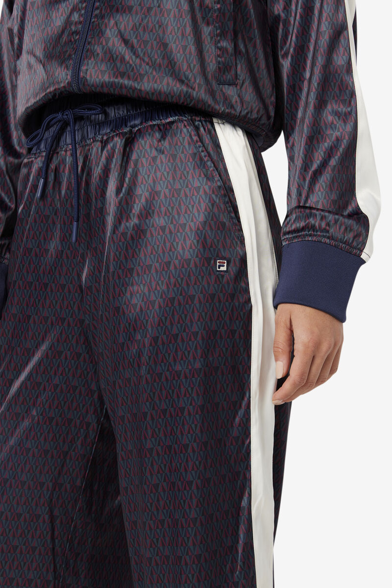 Women's Fila Aviana Cropped Satin Pant Tracksuits Navy | LYxMfiG9XFp
