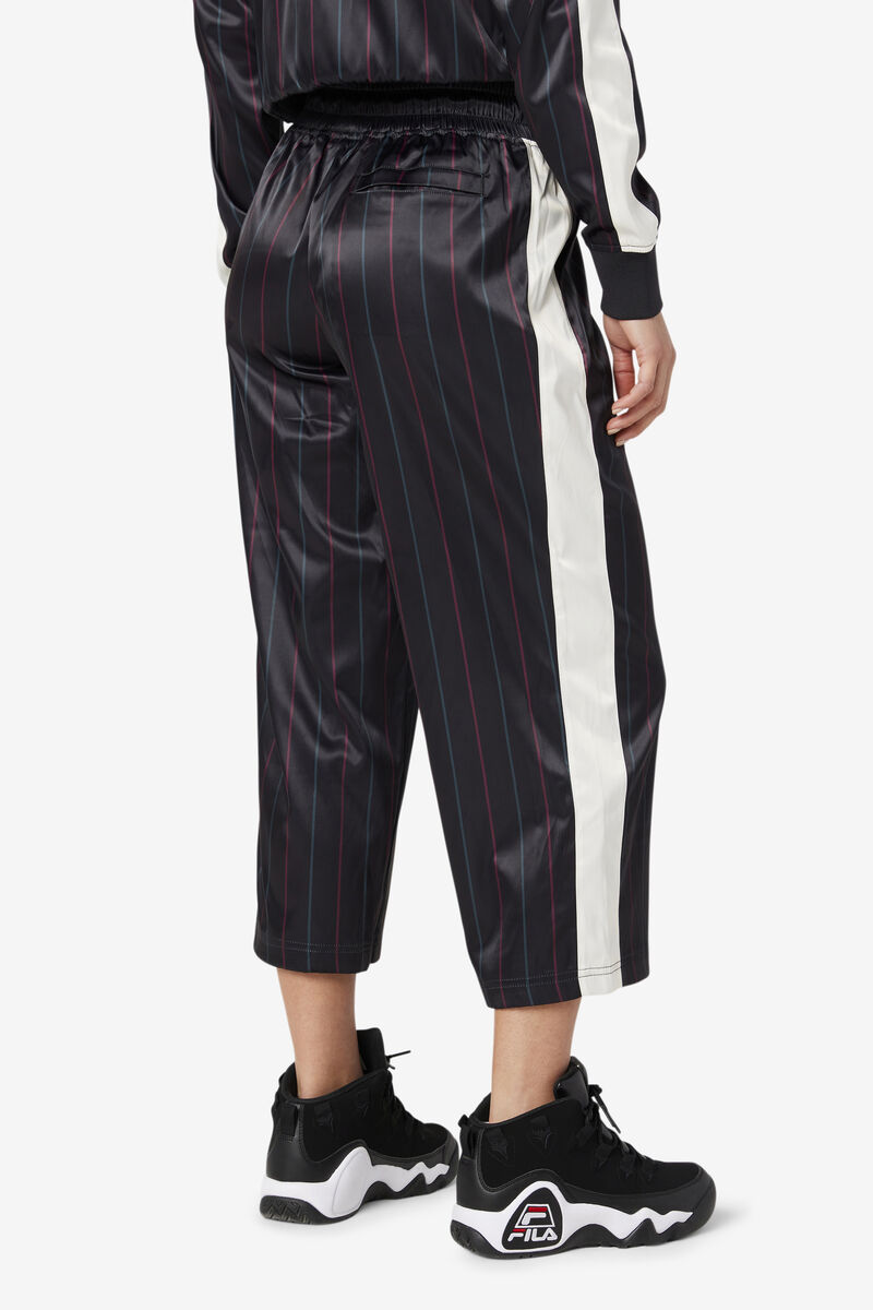 Women's Fila Aviana Cropped Satin Pant Tracksuits Black | e7gFTVo7QgS