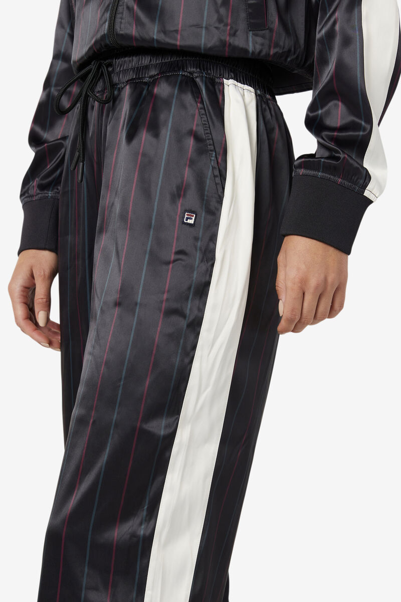 Women's Fila Aviana Cropped Satin Pant Tracksuits Black | e7gFTVo7QgS