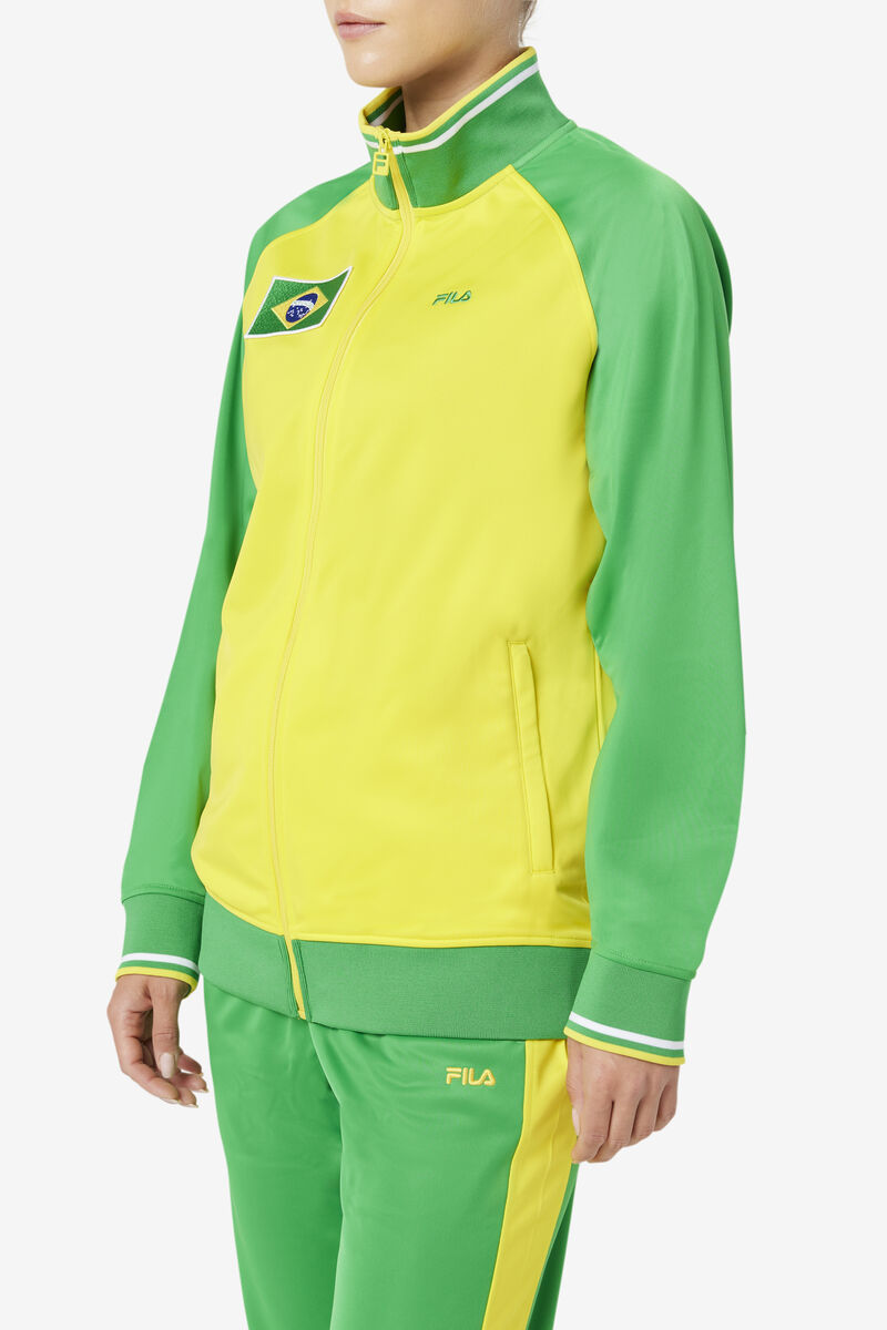 Women's Fila Brazil Track Jacket Tracksuits Yellow / Green / White | cSxfaffQVvb