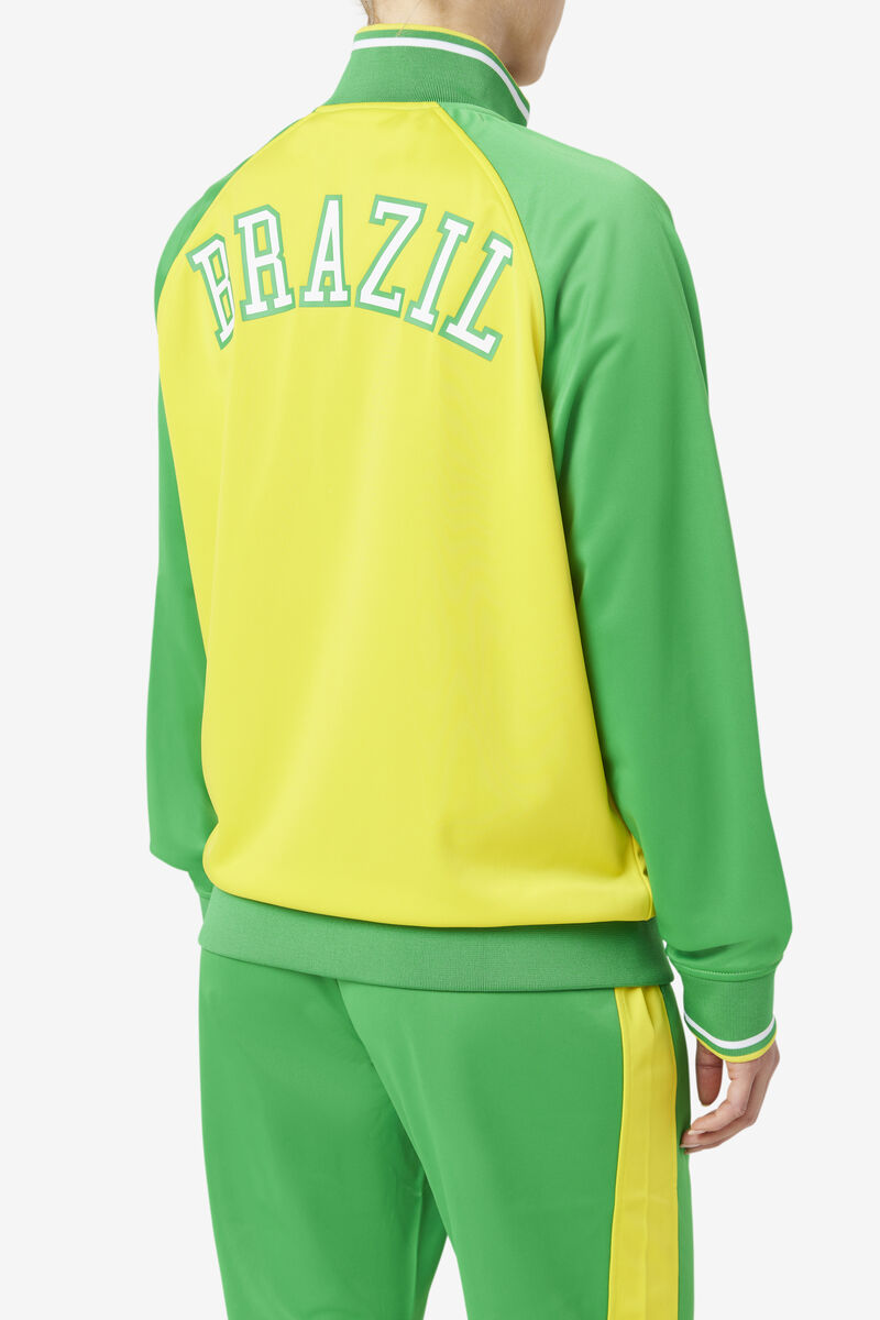 Women's Fila Brazil Track Jacket Tracksuits Yellow / Green / White | cSxfaffQVvb