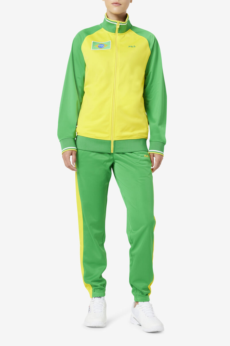 Women's Fila Brazil Track Jacket Tracksuits Yellow / Green / White | cSxfaffQVvb