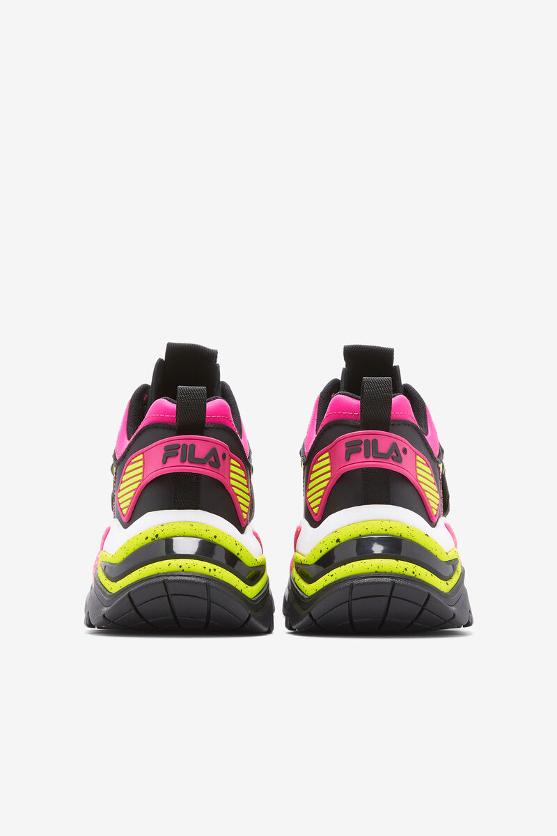 Women's Fila Cage Mid Mixed Media Sneakers Black / White / Pink | C5fakhk2JXu