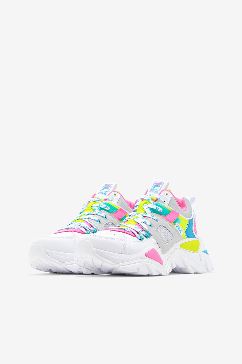 Women's Fila Cage Mid Mixed Media Sneakers White / Grey / Yellow | fGYNgQkC8bk
