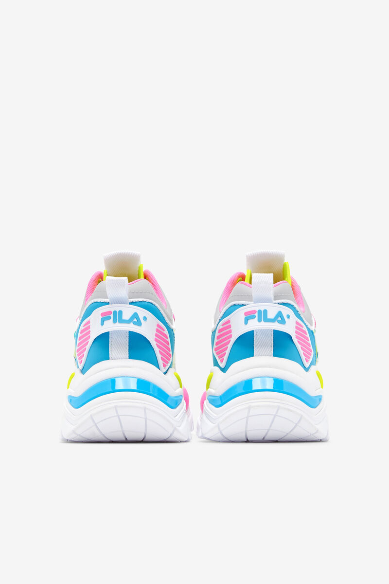 Women's Fila Cage Mid Mixed Media Sneakers White / Grey / Yellow | fGYNgQkC8bk