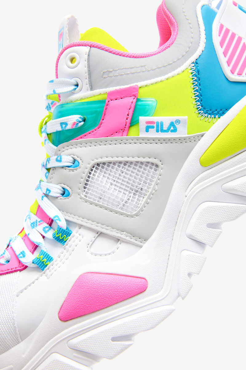 Women's Fila Cage Mid Mixed Media Sneakers White / Grey / Yellow | fGYNgQkC8bk
