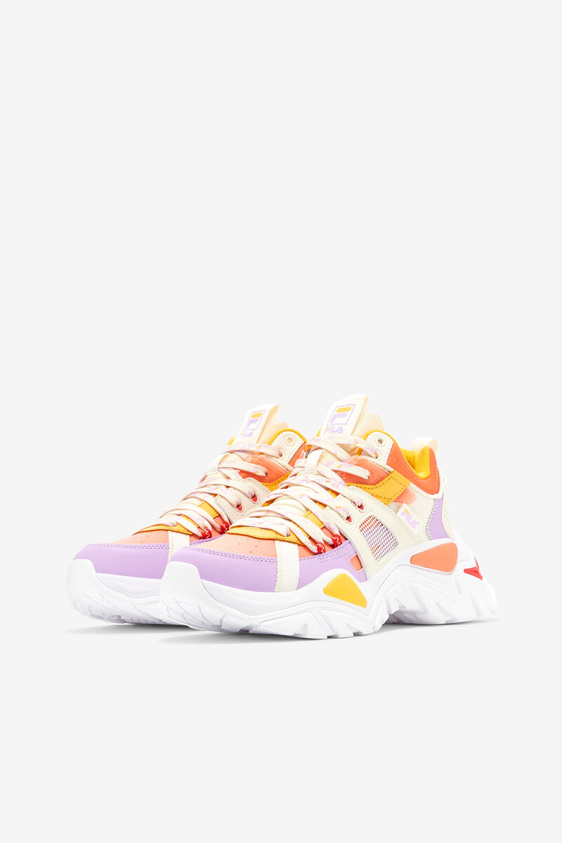 Women's Fila Cage Mid Mixed Media Sneakers Orange | mjLbv5BL52y